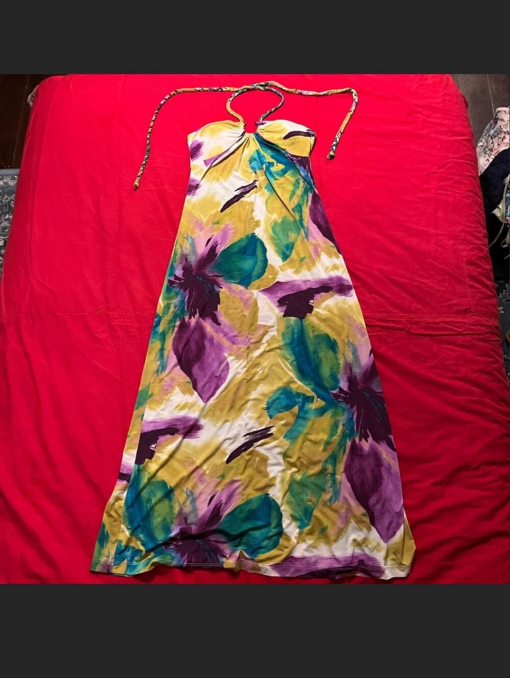 Charlotte Russe Women's Yellow Floral Halter Dress